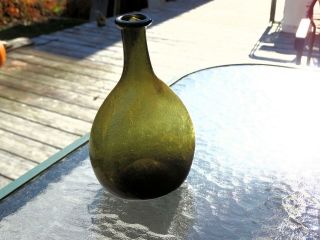 Rare Early England Chestnut Flask Olive Green