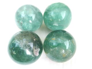 4 Rare Natural Blue Green Fluorite Crystal Sphere Ball Healing A82