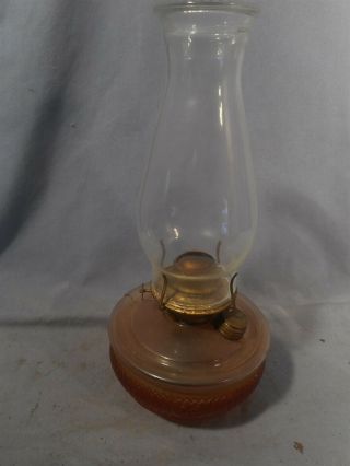 Antique Oil Or Kerosene Hanging Lamp Glass Reservoir Heavy Thick Chimney
