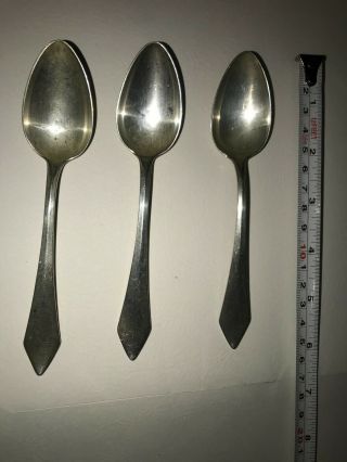Set Of 3 Antique Sterling Silver Spoons Pat.  F Stamped With M