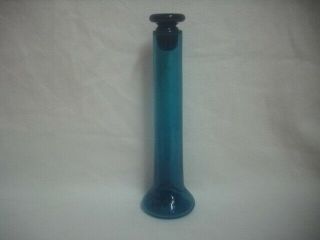 Vintage Rare Mid Century Modern Blenko Hand Blown Blue Glass Cylinder Decanter