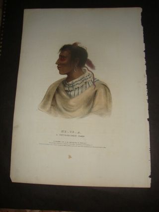 Rare Hand Colored Mckenney And Hall Portrait Folio Print 1837: Me - Te - A
