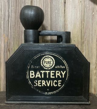 Rare Vtg 40s 50s Pure Oil Co Battery Service Box Gas Station Advertising Sign