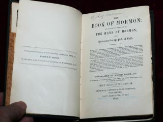 Rare Mormon Related Book Book Of Mormon 1891 Salt Lake City Utah Edn