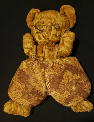 Rare Antique Vtg Teddy Bear Button Eyes Stuffed Animal Plush Handmade Very Old