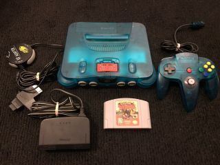 Nintendo 64 Funtastic Ice Blue Console W/ Pokemon Snap Great Rare