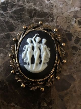 Antique Large Hand Carved Cameo Pendant