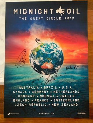 Rare Midnight Oil The Great Circle 2017 Tour Poster Print Signed Autographed