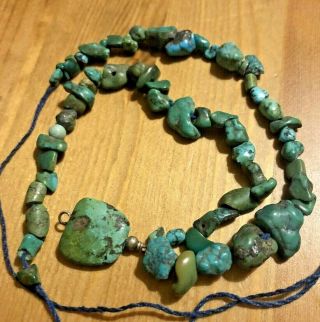 Antique Tibetan Natural Turquoise Stone Necklace 160 Carats Rare Collectable
