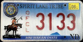 2012 North Dakota Spirit Lake Indian Tribe License Plate Tribe Official Rare