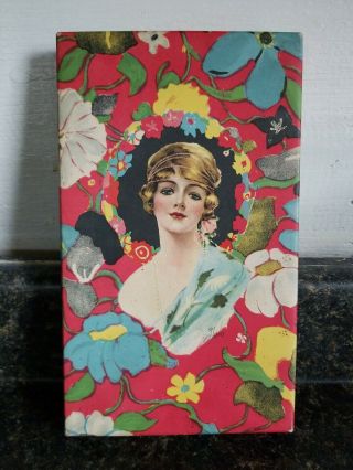 Victorian Woman 1900s Chocolate Candy Box Vintage Floral Antique Nc