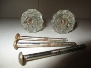 Set of 4 matching Antique GLASS Cabinet Knobs / Vintage Drawer Door Pull Handle. 2