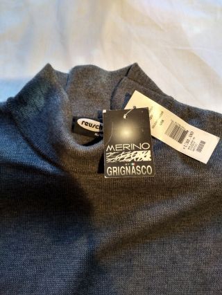 Reusch Wool Long Sleeve Grey Ski Sweater Rare Sz Xl With Tags K5