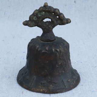 Small Antique Vintage European Mexican Brass Bronze Table Dinner Hand Bell