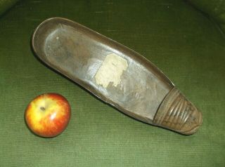 Rare Antique 18/19th C Treen Carved Full Sized Wooden Shoe With Ex Museum Labels