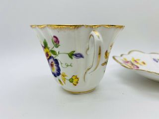 Vintage Rosina Fine Bone China England Floral TeaCup And Saucer Pink Yellow Gold 3