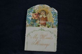 Antique Pop Up Style Valentines Day Card " My Hearts Message " Raphael Tuck & Sons