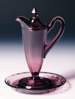 3 - PIECE SYRUP SET 1917/384 - Cambridge Glass - Rare Mulberry Color 2
