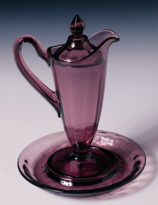 3 - PIECE SYRUP SET 1917/384 - Cambridge Glass - Rare Mulberry Color 3