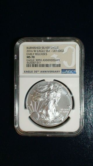 Rare 2016 W Ngc Ms70 Burnished American Silver Eagle Lettered Edge $1 Coin