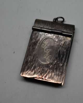 Antique Victorian Solid Sterling Silver Locket Stamp Case Pendant W/hinged Cover