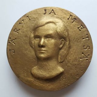 Finland V.  Savikurki 1966 Molded Bronze Art Medal " Lake And Forest " Rare