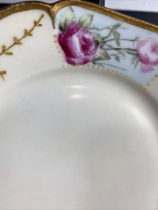 6 Antique Gilded Limoges Haviland & Co Pink Rose Pattern 7&1/4” Plates 3