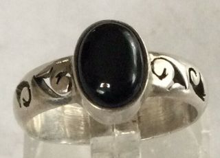 Gorgeous Rare Vintage Art Nouveau Sterling Silver 925 Black Onyx Ring Sz 6.  5 Ax5