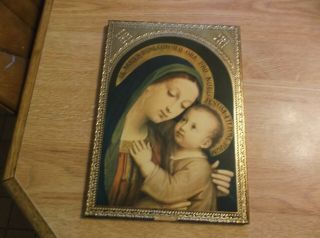 Vintage Italian Gold Gilt Wood Wall Picture Plaque Icon Florentine Art 2