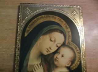 Vintage Italian Gold Gilt Wood Wall Picture Plaque Icon Florentine Art 3