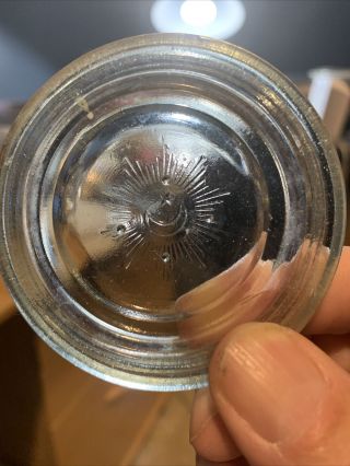 Rare Embossed Sun Moon & Star Glass Fruit Jar Lid Insert