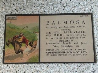 Rare 1905 In Blotter " Balmosa Cream " Charles Crombie Golf Illustration
