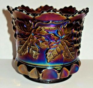 Antique Northwood Carnival Glass Amethyst Grape Cable Sugar Bowl No Lid