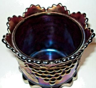 Antique Northwood Carnival Glass Amethyst Grape Cable Sugar Bowl No Lid 3