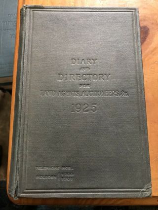 1925 Antique Handwritten Diary Directory Ww1 Agents Auctioneers Ledger Book