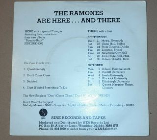 The Ramones Are Here & There Rare Road To Ruin Promo Sedated Don 