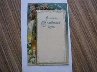 Santa Claus Antique Christmas Postcard Brown Robe Message United Art Co