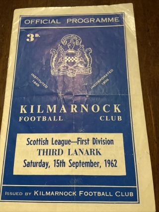 Kilmarnock V Third Lanark 1962 Rare