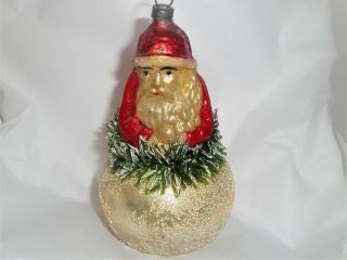 Rare Antique German Glass Santa On Ball Christmas Ornament -