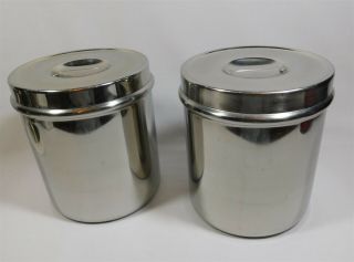 2 Vollrath Brushed Stainless Steel 7 " Canisters Apothecary Jar Medical Tattoo