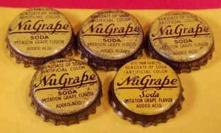 5 Rare Vintage Nu Grape Soda Bottle Cap - Cork Liners - Coke Cola Salinas,  Calif