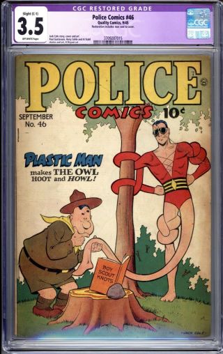 Police Comics 46 Cgc 3.  5 (vg -) 1945 Golden Age - Rare