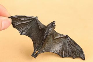 Chinese Old Bronze Handmade Fortune Bat Statue Figure Collect Ornament Gift