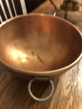 8.  5 “ Antique Copper Mixing Bowl W/brass Ring
