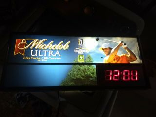 Michelob Ultra Beer Golf Rare Digital Clock Sign Pga Lpga Man Cave Bar Tiger