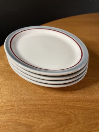 4 Walker China Oval Restaurant Plates 10 - 44 Rare Htf October,  1966