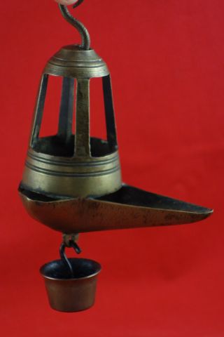 Antique 17th Century European Or Mediterranean Bronze Lard Fat Oil Lamp