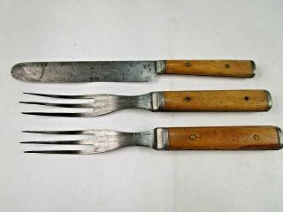 Antique Civil War Era Soldiers Landers Frary & Clark 2 Forks & 1 Knife Camp Set