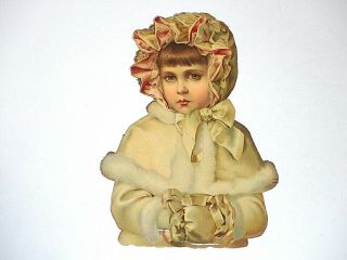 Antique Christmas Die Cut Scrap Germany Snow Girl Winter Victorian Paper Large