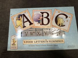 Classic Pooh - Pooh Letters & Numbers - 36 Rubber Stamps And Ink Pad Set Rare